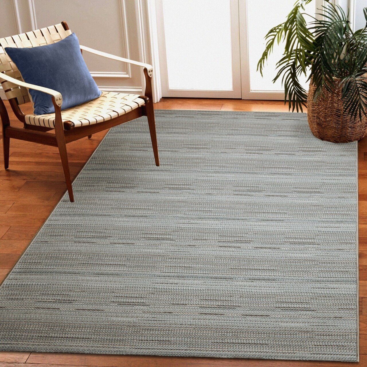 The Rug Department Liora Manne Miranda Tweed Stripe Indoor Outdoor Area Rug Denim